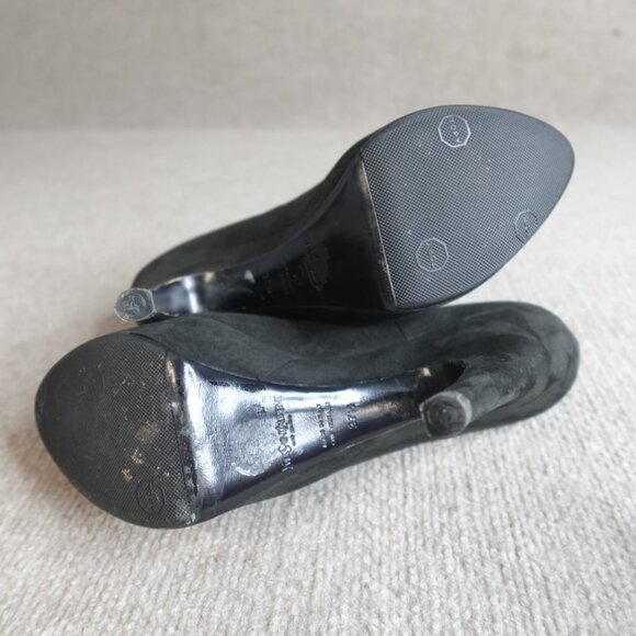 Saint Laurent Womens Heels 7.5 Black Platform Aliama Lizard Emboss Made in Italy - Picture 6 of 9